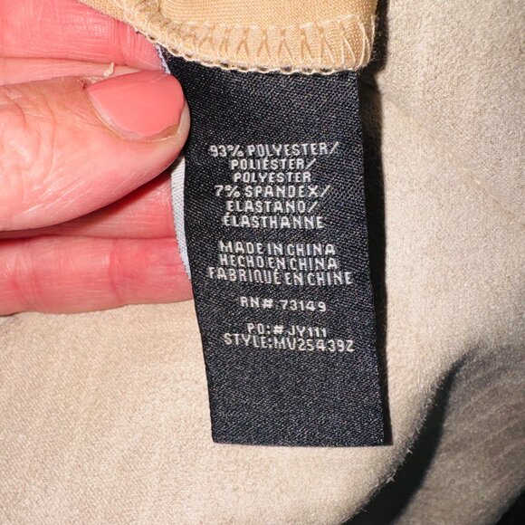 New Paparazzi Beige Stretch Faux Suede Leggings Herringbone Embossed Pant Office - Picture 3 of 9